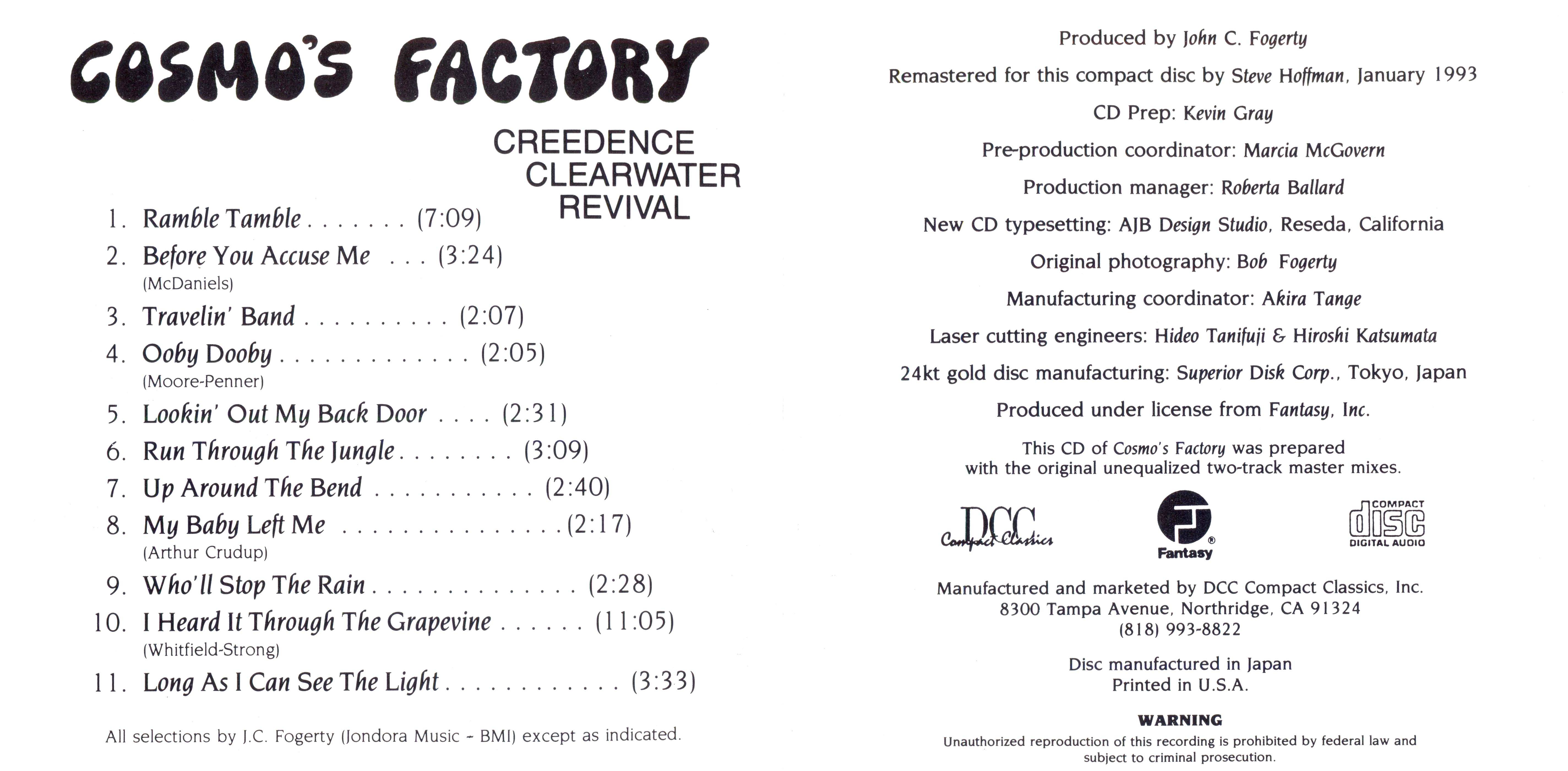 Creedence Clearwater Revival Cosmos Factory : Booklet2 US